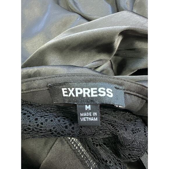 Express Slip Dress Womens Medium Midi Babydoll Black Lace Whimsigoth Witchy Y2K‎ - Picture 2 of 11